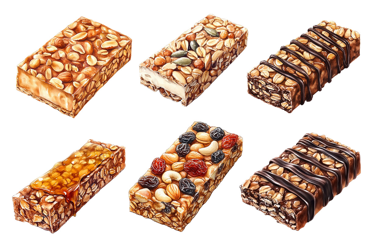 Granola Bar Watercolor Clipart, an Illustration by Designworld (Photo 2 of 7)