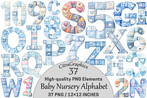 Baby Nursery Alphabet Clipart, a Seasonal Illustration by CitraGraphics