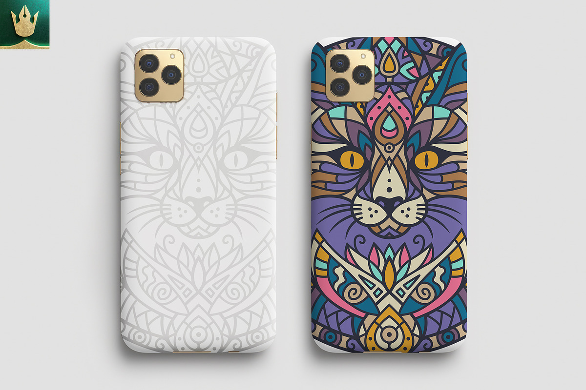 Mandala V2 | Boho Cat Vector Art, an Illustration by pixaroma (Photo 6 of 10)