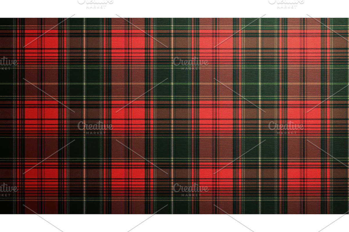 Red, green, and brown tartan plaid, a Texture Illustration by Sergey Kotenev