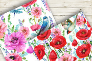 Poppies Flowers, Seamless patterns, a Wallpaper Graphic by NickMitrushov (Thumbnail 10 of 11)