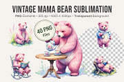 Vintage Mama Bear Sublimation PNG, an Illustration by Artnoy (Thumbnail 1 of 8)
