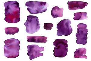 Violet Watercolor Spots Splashes PNG