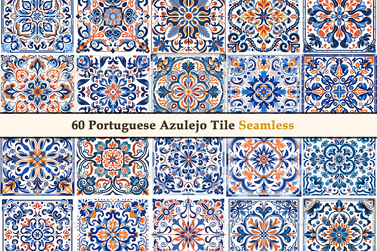 Portuguese Azulejo Pattern Tile V2, a Pattern Graphic by Negarin Digital Art (Photo 3 of 8)