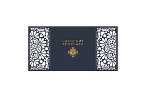 Vector wedding card laser cut template. Vintage decorative elements