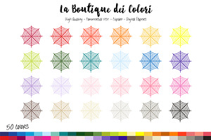 50 Rainbow Cobweb Clip Art