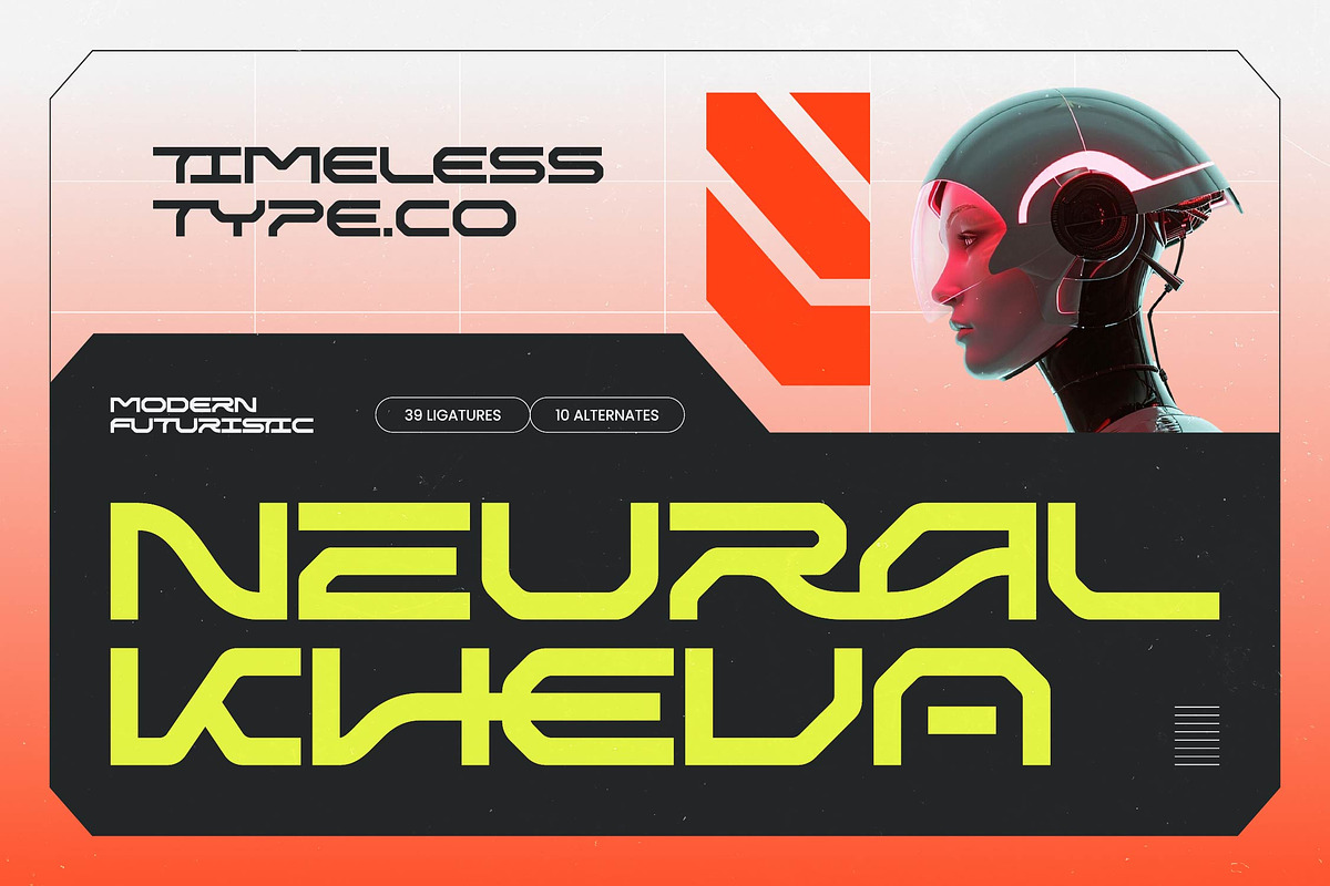 Neural Kheva Modern Futuristic, a Sans Serif Font by timelesstype.co (Photo 1 of 10)
