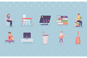 set people learning, a Person Illustration by studiogstock