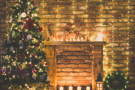 Decorated Christmas fireplace