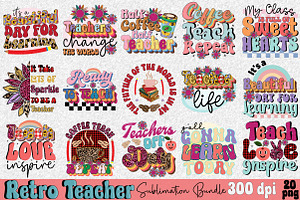 Retro Teacher Sublimation Bundle