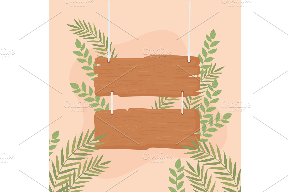 hanging wood board, an Object Illustration by studiogstock