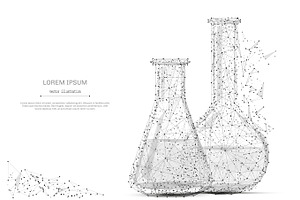 test tubes low poly gray, an Education Illustration by ANTON KHRUPIN ART