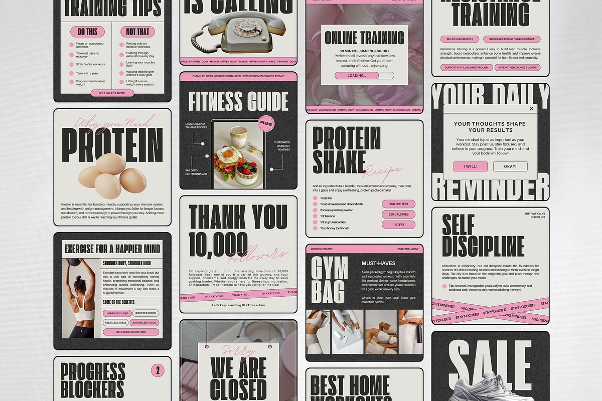 Personal Trainer Instagram Template, a Social Media Template by ZenSocialDesigns (Photo 2 of 9)