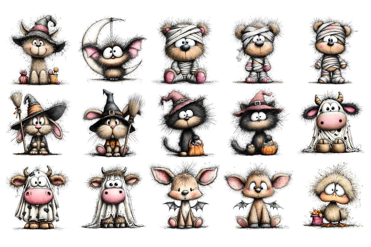 Halloween Animals PNG Clipart Bundle, a Seasonal Illustration by Nicolle's Colorful Art (Photo 2 of 5)