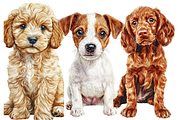 Watercolor Puppies Clipart, an Animal Illustration by PrintHaven Designs (Thumbnail 4 of 10)