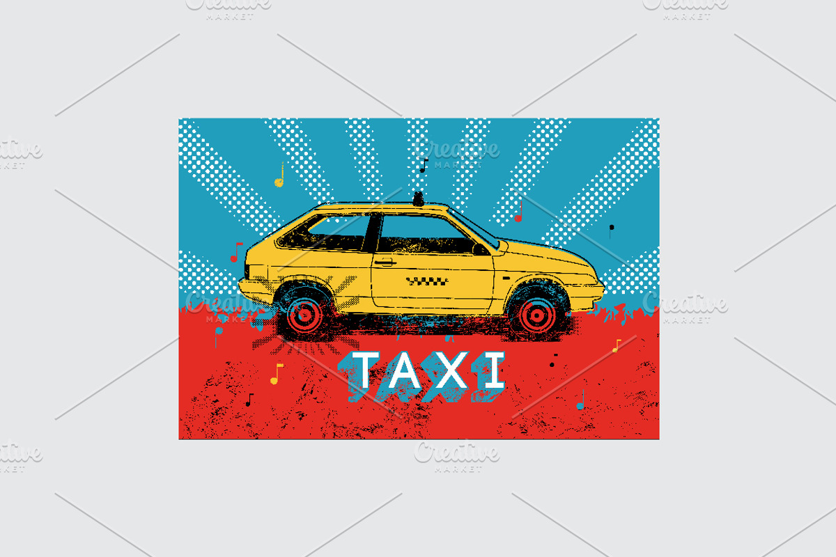 Taxi retro grunge vector poster set., a Transportation Illustration by PoPaShop (Photo 7 of 15)