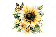 Watercolor Sunflower Summer Clipart, an Illustration by Craft Nest (Thumbnail 12 of 12)