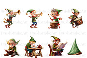 Cute Elf Clipart, Christmas Elf PNG, a Sport Illustration by BrushstrokeArtGB (Thumbnail 3 of 9)