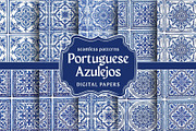 Blue White Azulejo Seamless Patterns, a Pattern Graphic by VectorPanther (Thumbnail 1 of 10)