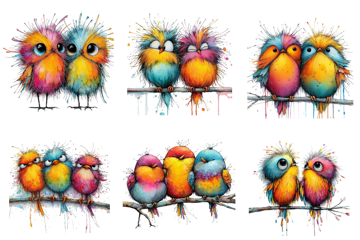 Quirky Birds on a Branch, an Illustration by CreationArt (Photo 2 of 5)
