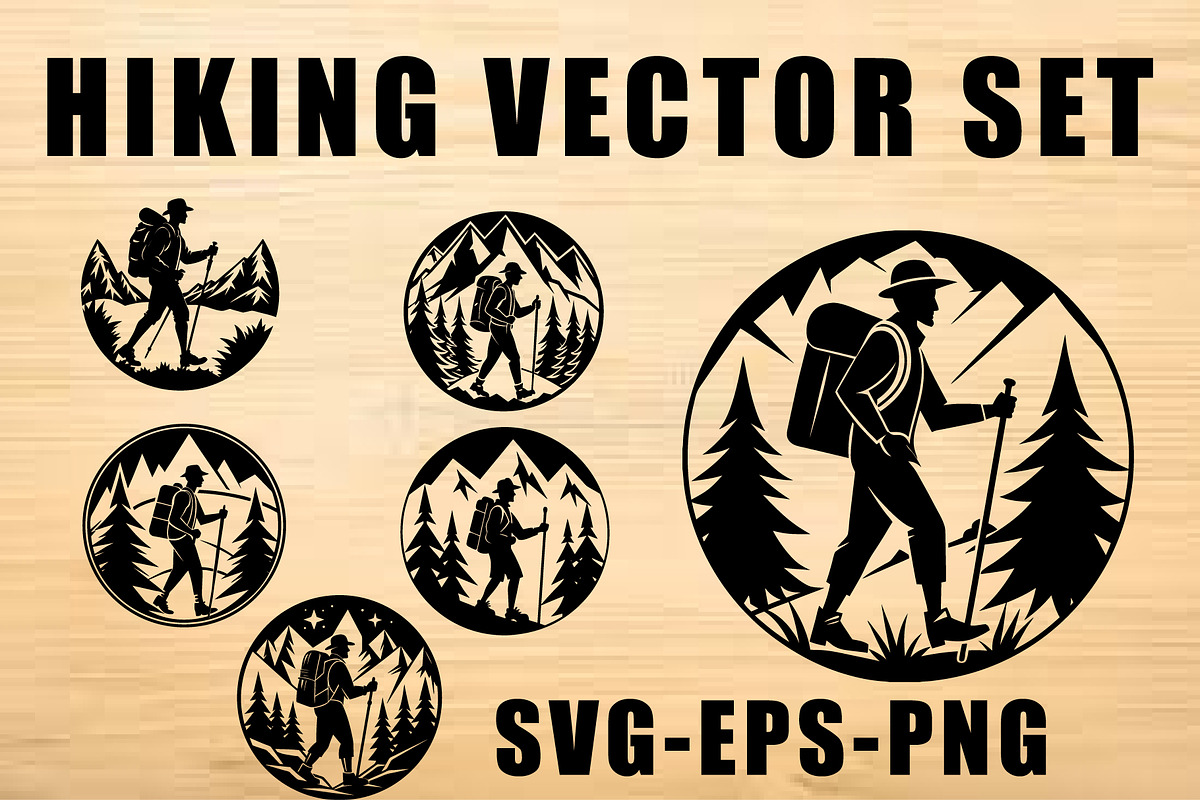Hiking vector set, a Sport Illustration by Creativeshirt (Photo 1 of 2)
