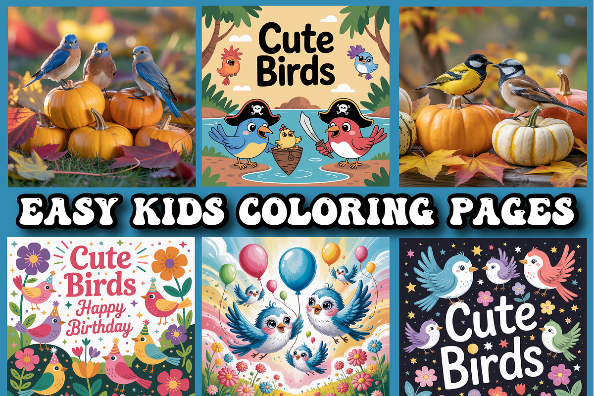 Cute Bird Coloring Pages For Kids, an Animal Illustration by Printable Design Store (Photo 2 of 4)