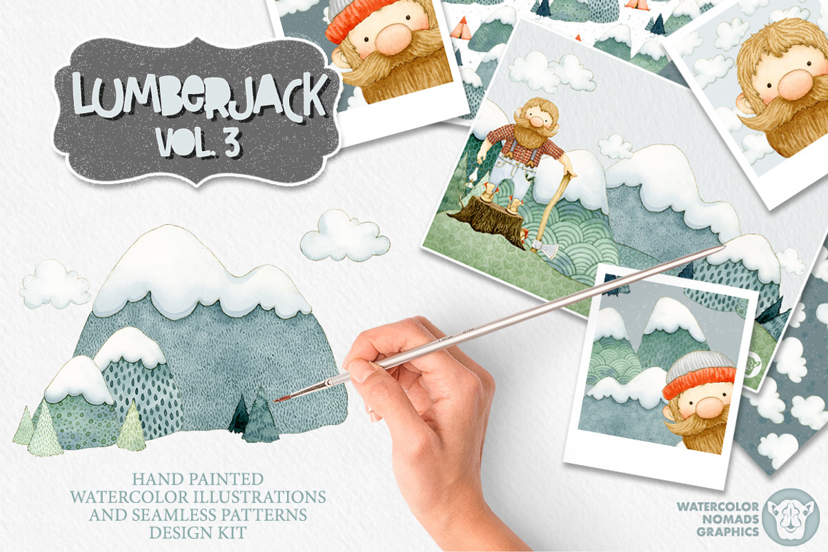 Lumberjack Mountains Watercolors, a Texture Illustration by Watercolor Nomads (Photo 4 of 4)