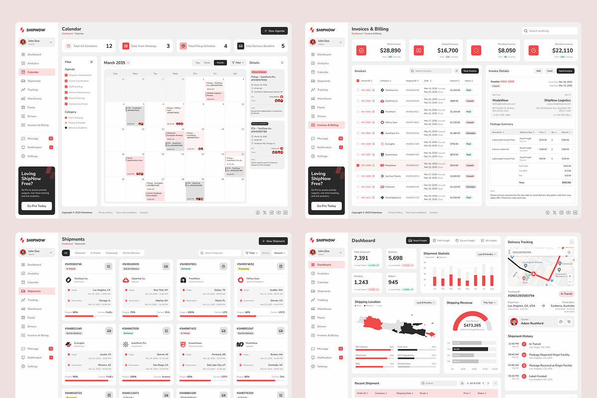 Shipping Management Dashboard UI, an UI Kit Template by peterdraw (Photo 6 of 7)