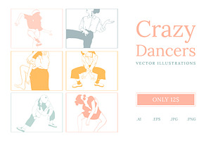 Crazy Dancers Vector Illustrations