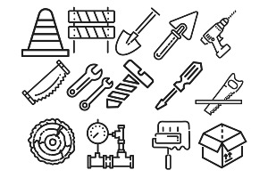 Construction Icons Outlines Set 1