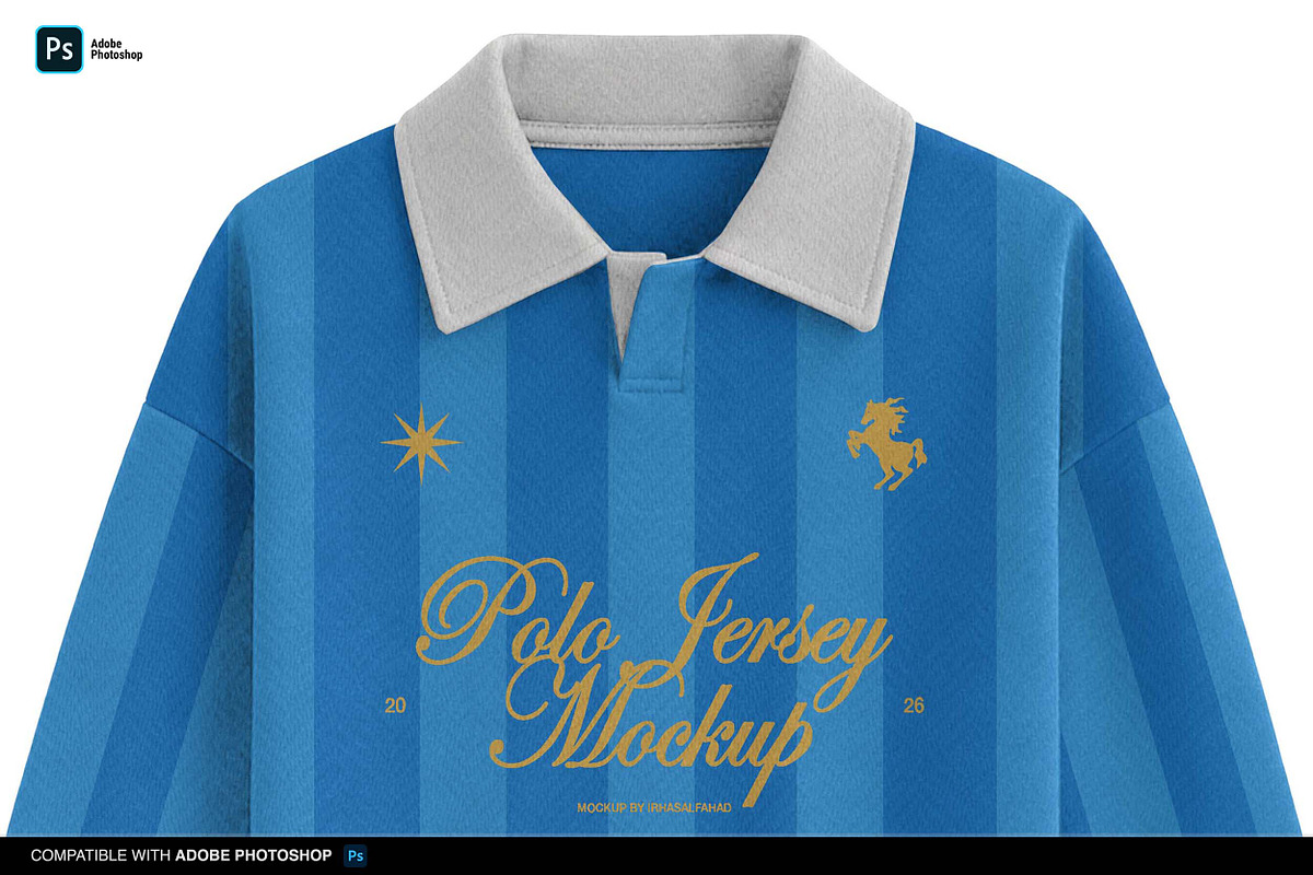 Long Sleeve Polo Jersey Mockup, a Shirt Mockup by Irhasalfahad (Photo 3 of 5)