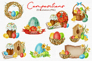 Watercolor Happy Easter Clipart, a Seasonal Illustration by Andre_Eva (Thumbnail 4 of 12)