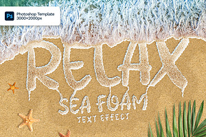 Sea Foam Text on Sand Photoshop Temp, a Layer Style Add-On by Andrew Skoch Design