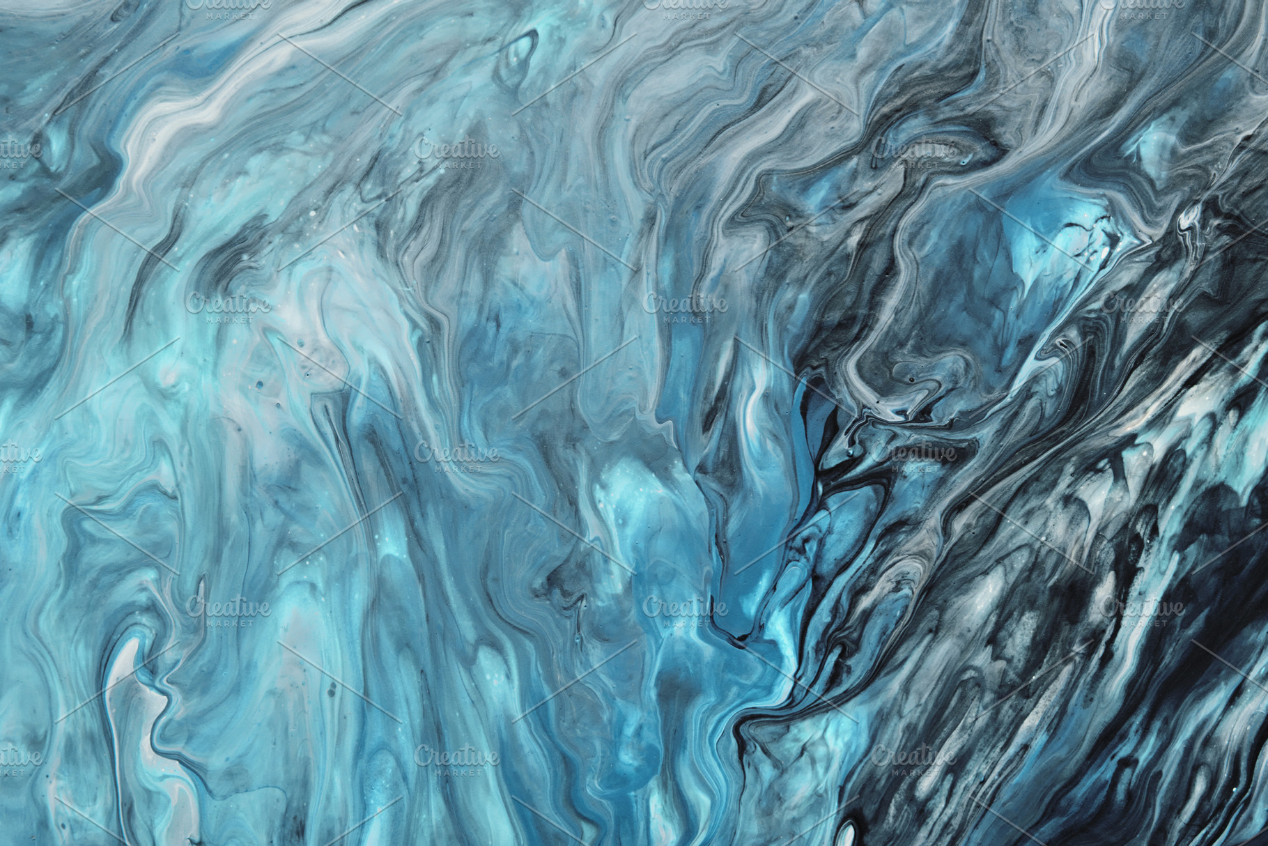 Fluid Art. Liquid blue and grey abstract paint drips and wave. Marble ...