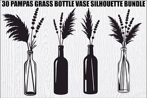 Pampas Grass Bottle Vase Bundle, an Illustration by Gaye Art