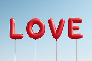 Red balloon letters forming LOVE, a Holiday Photo by MistyDay