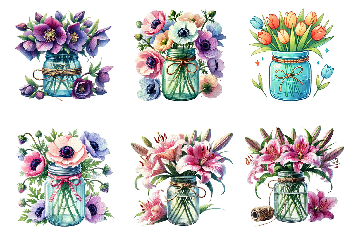 Watercolor Spring Flower Jar PNG, a Graphic by CitraGraphics (Photo 4 of 4)