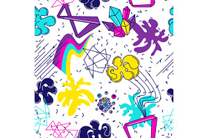 Trendy Colorful Seamless Pattern. Abstract Modern Color Elements In Graffiti Style