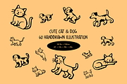 Cute Cat & Dog, an Animal Illustration by HunEyy (Thumbnail 1 of 8)