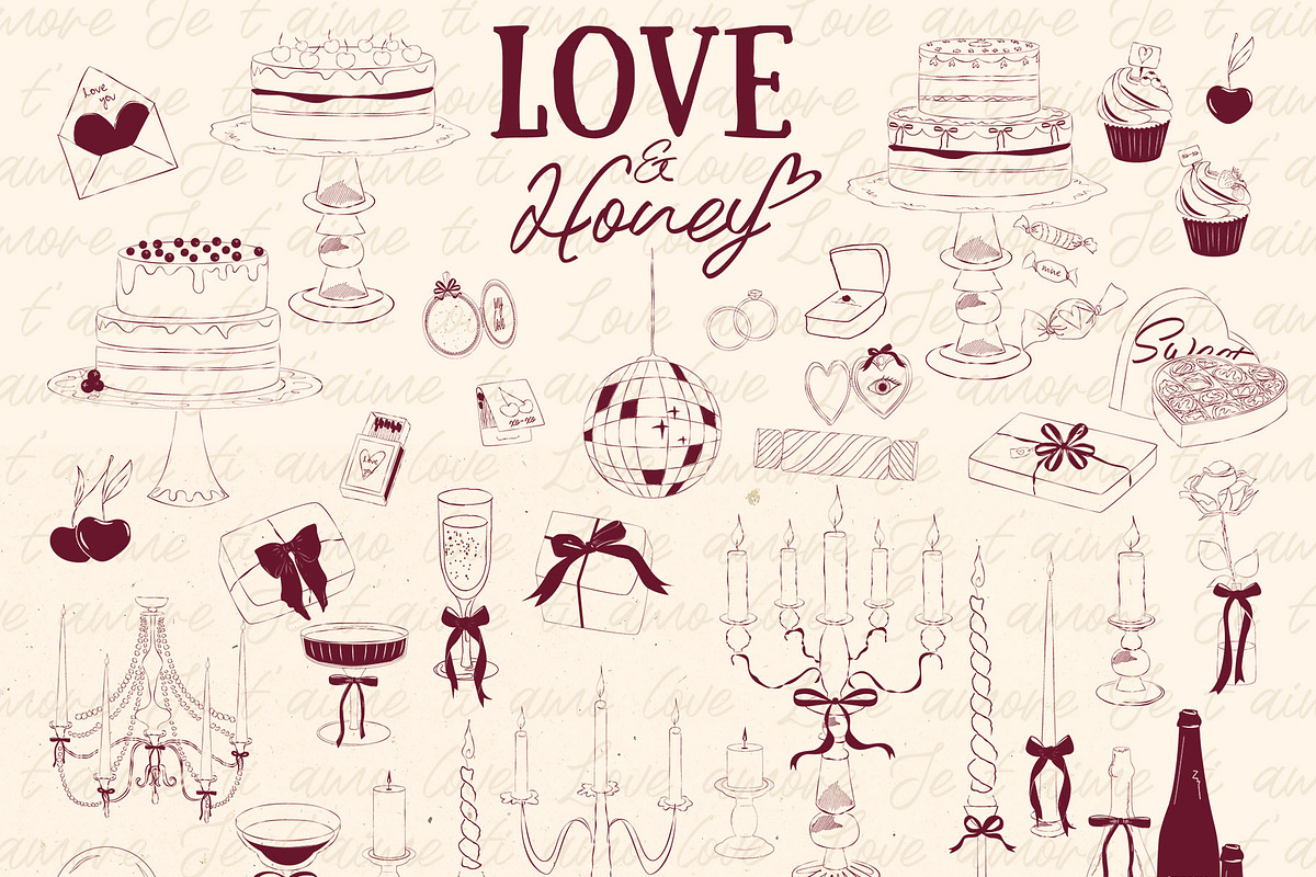 Love & Honey. Romantic Wall Art, a Decorative Illustration by Mio Buono (Photo 11 of 13)