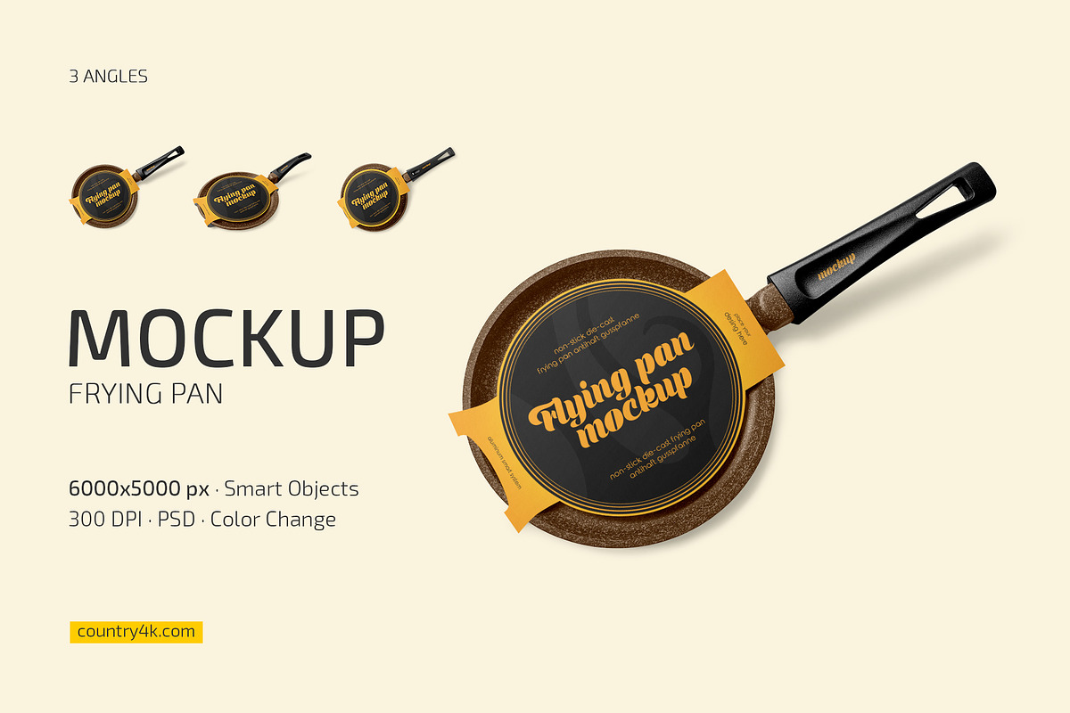 Frying Pan Mockup Set, a Household Mockup by Country4k (Photo 1 of 4)