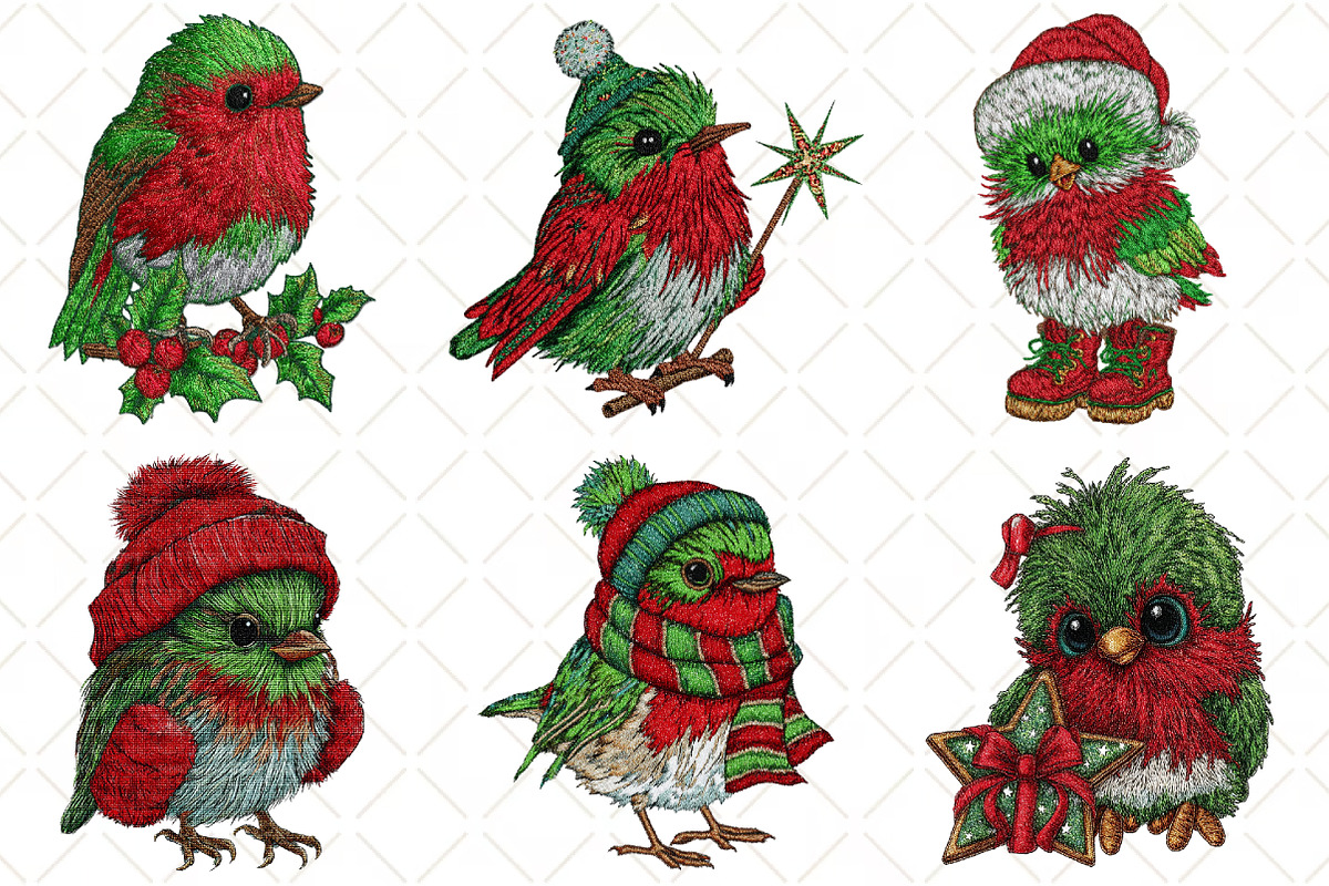 Santa Whimsical Bird Clipart, an Illustration by Black Bird Studio (Photo 3 of 6)