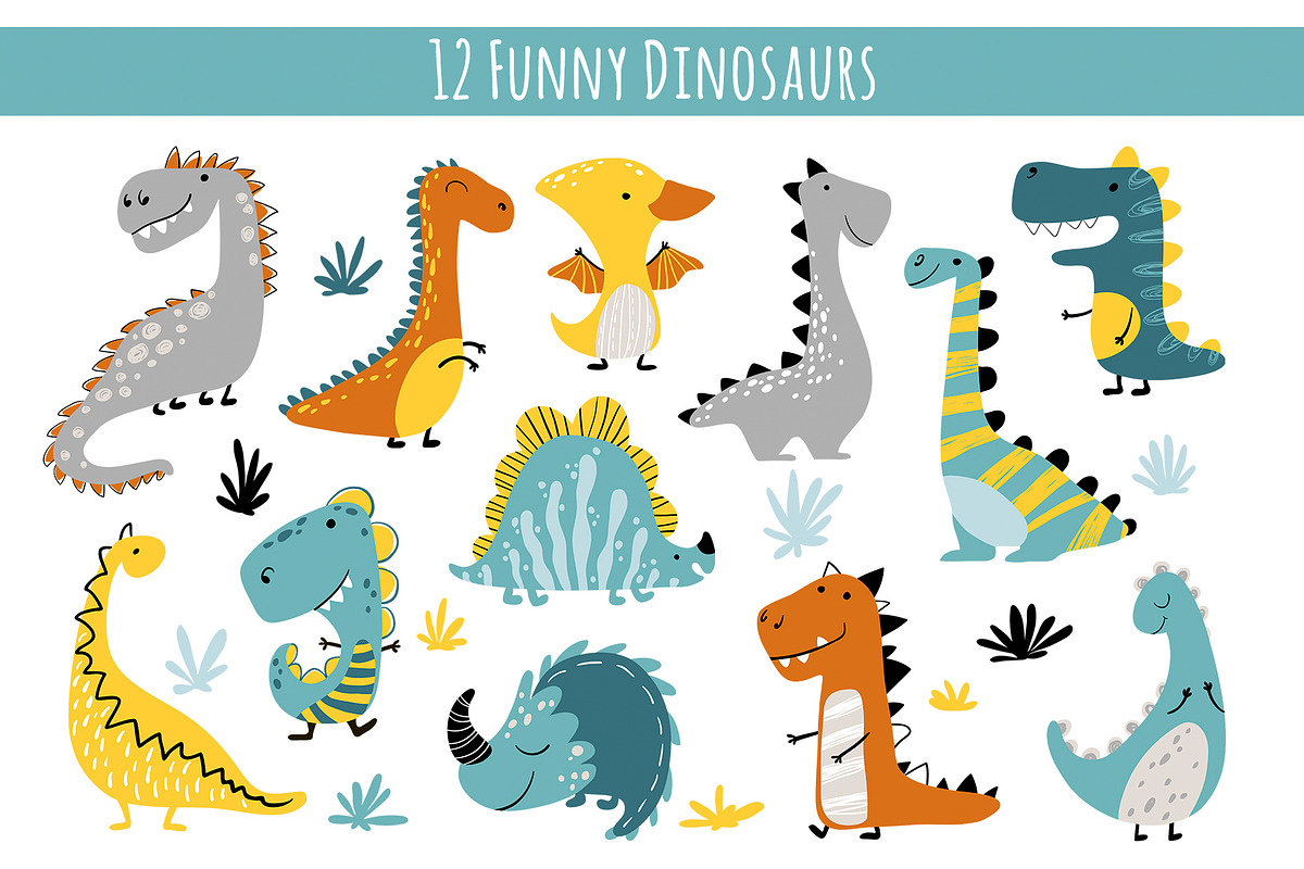 Dino set. Kids print & patterns, an Animal Illustration by Svitlana Kharchuk (Photo 2 of 13)