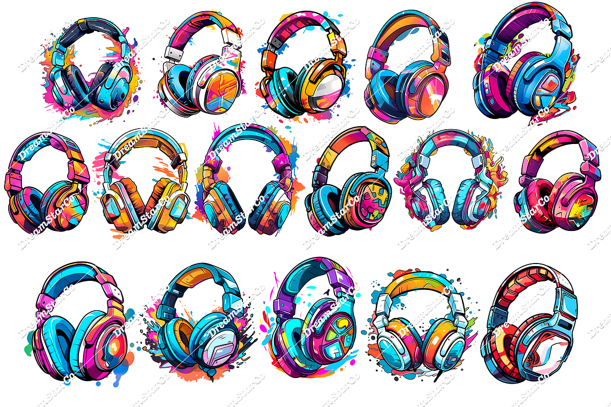 Colorful Digital Art Headphones, an Object Graphic by DreamerStarCo (Photo 2 of 4)