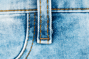 Closeup of blue denim jeans with