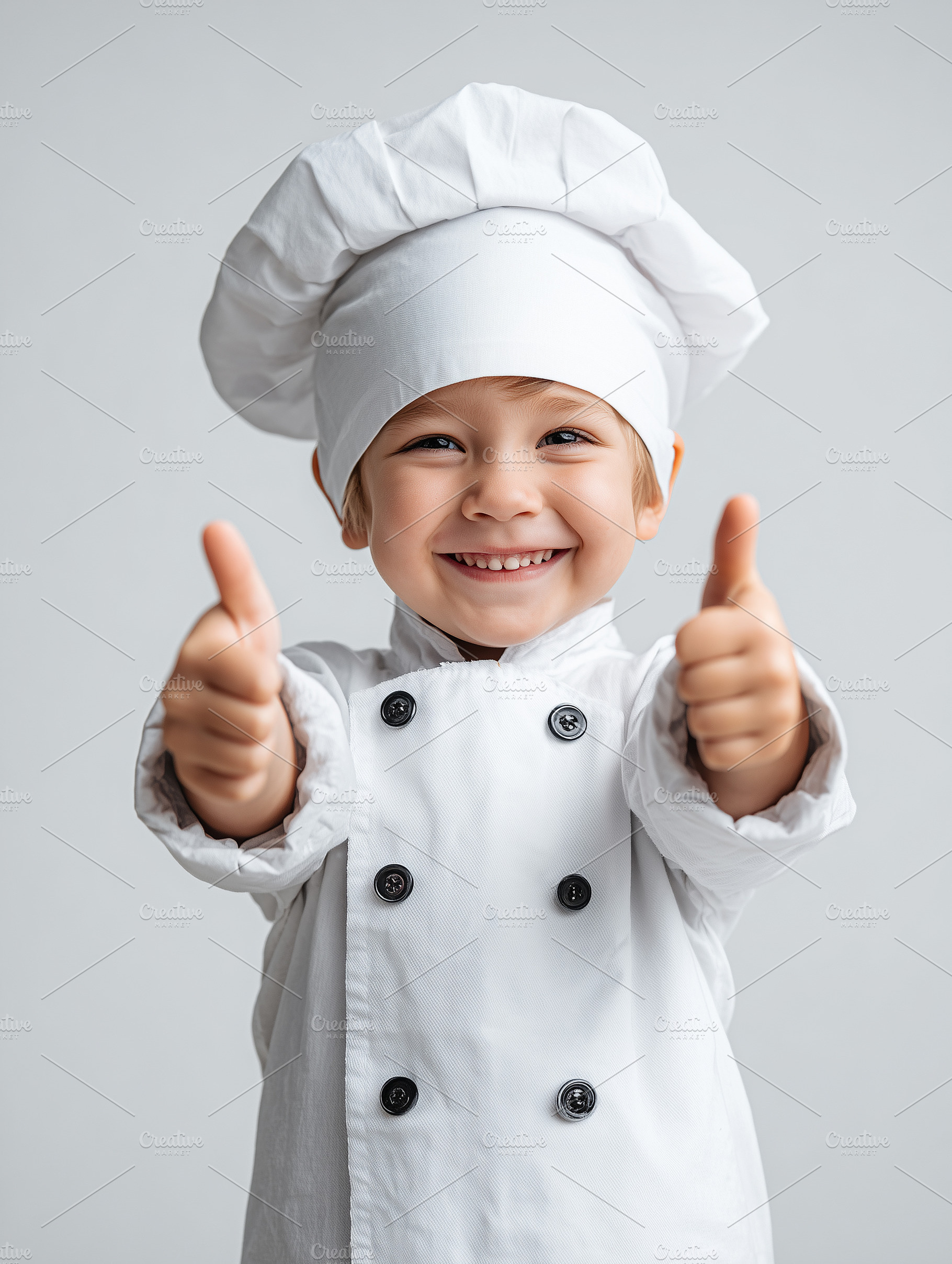 Happy smiling child dressed as chef, a Food & Drink Photo by MistyDay