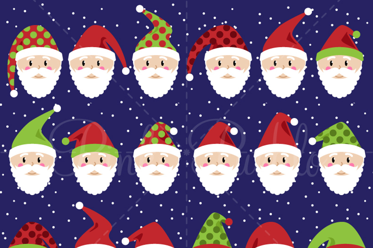 Santa Claus Faces Clipart & Vectors, an Illustration by PinkPueblo