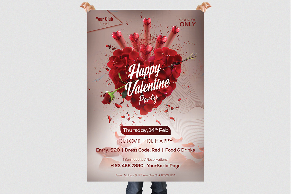 Valentine Party 2019 Flyer Template, a Flyer Template by Naim Selmani (Photo 2 of 2)