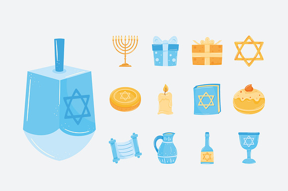 Hanukkah Holiday Illustration Set preview 4