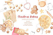 Christmas Baking Watercolor Clipart, a Food Illustration by natalisart (Thumbnail 1 of 15)